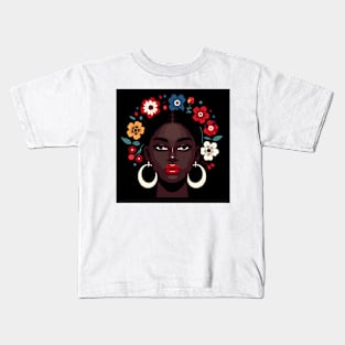 Afrocentric Woman Flowers Kids T-Shirt